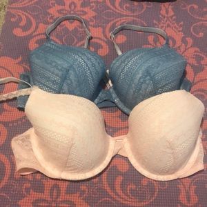 2 Victorias Secret lined Demi bras